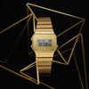 Casio Vintage Unisex Watch Digital Gold Dial With Gold Stainless Steel Band, A700WEVG-9ADF